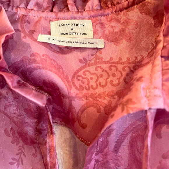 SZ S - Laura Ashley & Urban Outfitters Pink Anna Tie Neck Dress! - Picture 3 of 11